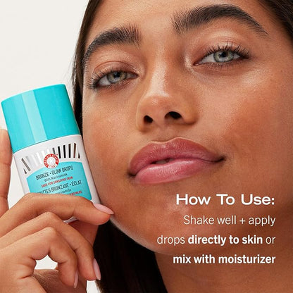 First Aid Beauty - Bronze + Glow Drops with Niacinamide, Visibly Evens Skin Tone, Blurs Pores and Hydrates for 24 hours with a Bronze Kiss of Color, Non-Comedogenic, Safe for Sensitive Skin, 1 oz