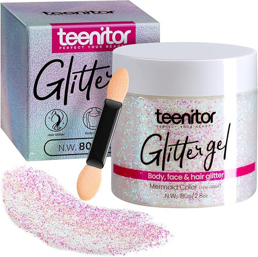 Teenitor Body Glitter, Holographic White Glitter, Body Glitter Body Makeup