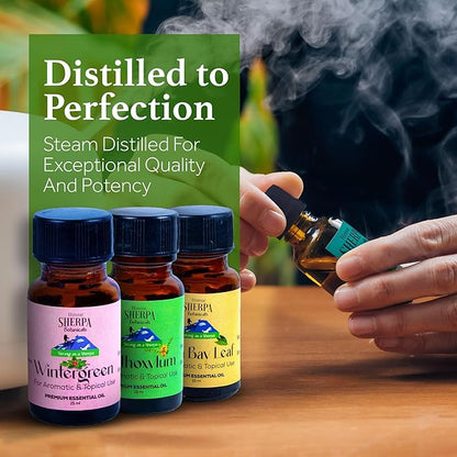 Sherpa Botanicals French Basil Essential Oil - 100% Pure & Natural Oils - Ideal for Diffuser Blends, Aromatherapy, Home Fragrance - Herbaceous Aroma for Home & Wellness - Vegan, Paraben-Free, 15mL