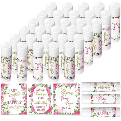 30 Pcs Wedding Lip Balms Bulk Flower