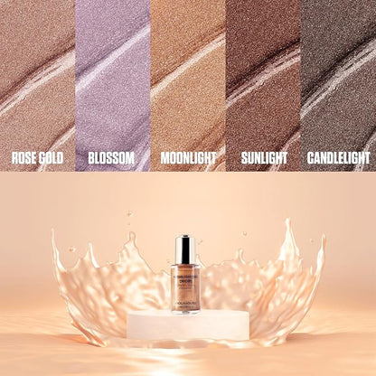 VIOLA HOUSE Liquid Highlighter Drops, Glitter Illuminator Blend (5 Candlelight) 30ml