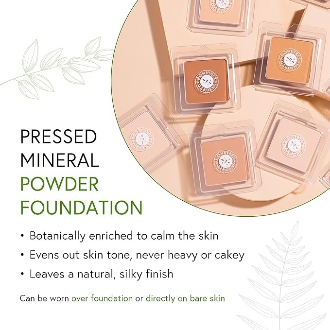 Honeybee Gardens Pressed Mineral Powder Foundation Refill, Montego, Vitamin E, 7.5g