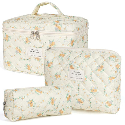 Makeup bag, quilted makeup bag,large