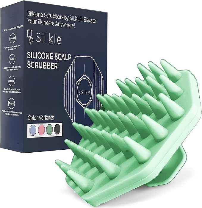 Silicone Scalp Scrubber - Massage Shampoo Brush, Soft Bristles for Hair Growth & Dandruff Removal - Ergonomic Design, Wet & Dry Use, Deep Cleansing Scalp Exfoliator for All Hair Types - Green