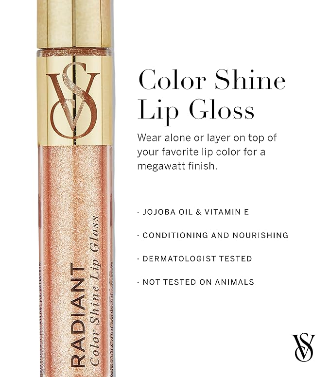Victoria's Secret Color Shine Lip Gloss in Radiant, Nourishing Lip Gloss for Women with Jojoba Oil & Vitamin E, Color Gloss