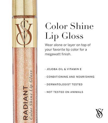 Victoria's Secret Color Shine Lip Gloss in Radiant, Nourishing Lip Gloss for Women with Jojoba Oil & Vitamin E, Color Gloss