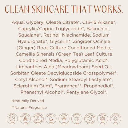 InstaNatural Retinol Serum for Face, 2.5% Retinol Bakuchiol, Minimizes Lines, Wrinkles, Discoloration and Signs of Aging, with Hyaluronic Acid and Squalane, 1 Fl Oz