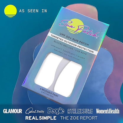 Reusable Under Eye Sunblock Patches, 100% Silicone Sunscreen Under Eye Patches for UV Protection, Face Stickers with UPF 50, 1 Pack/4 Pairs, White (Golf, Surf, Swim, Ski & Snow, Outdoors)