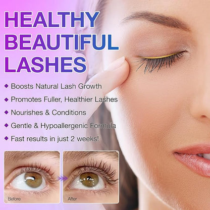 Premium Eyelash Growth Serum For Eyelash Growth Longer & Thicker, Lash Enhancing Serum With Premium All Natural Cold Pressed Castor Oil, 3 Month Supply, 5ml