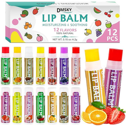 Dmsky Lip Balm 12 Pack, Colorful