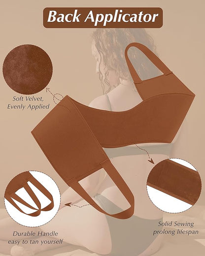 3 PCS Self Tanning Mitt Applicator, Self Tanner Mitt Applicator kit, Self Tanning Mit With Thumb And Back Lotion Applicators for Back, Ultra Soft Tanning Glove For Self Tan Mitt Applicator (Brown)