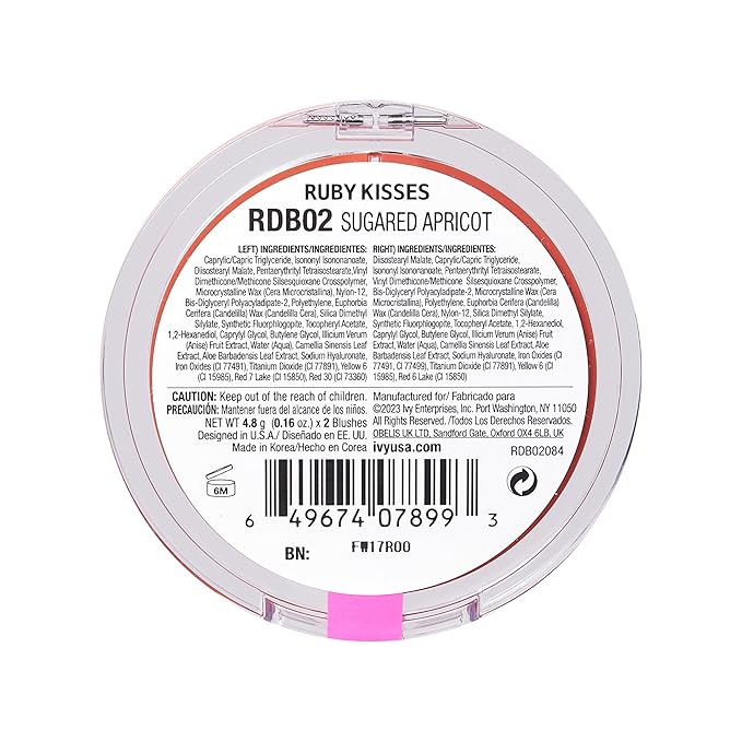 Ruby Kisses Duo Cream Blush, Smooth, Natural-Looking, Long-Lasting Face