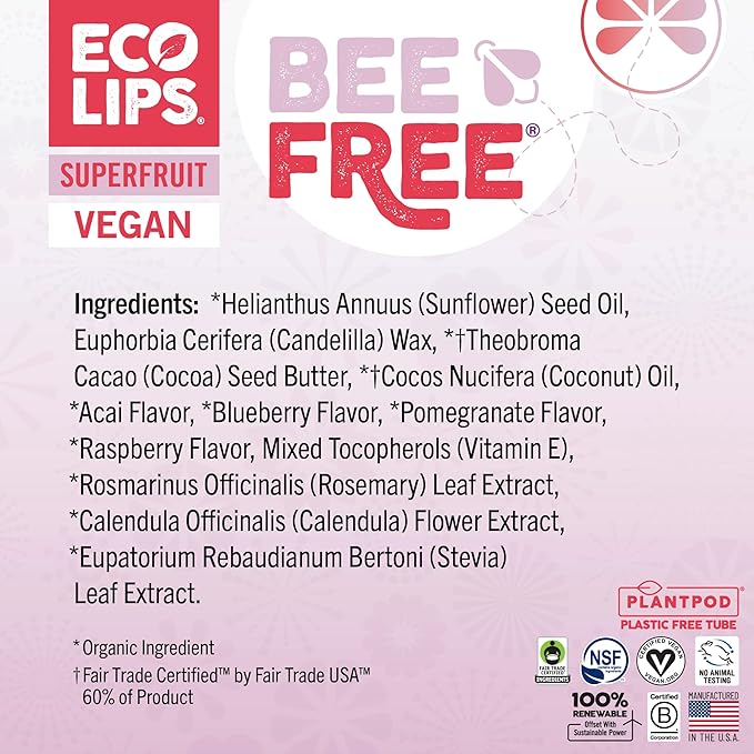 Eco Lips Vegan Superfruit Bee Free