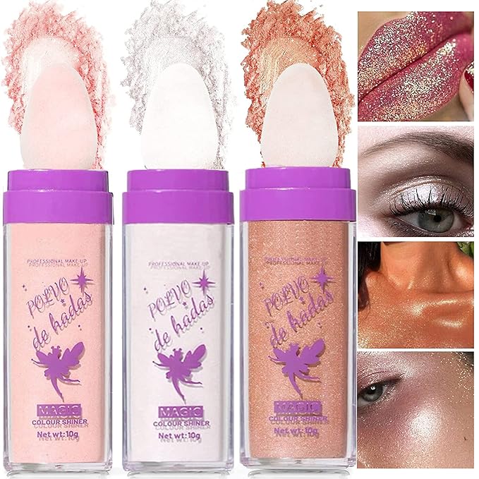 3 Colors Polvo De Hadas Highlighter Powder Stick Makeup Kit