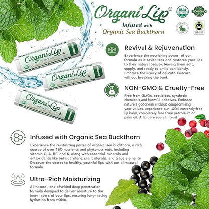 Organic Lip Balm, Spearmint Flavor, Ultra Organic,