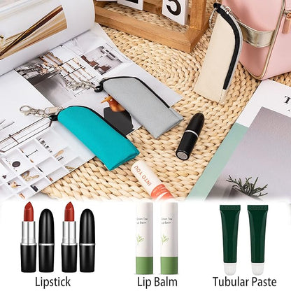 Chapstick Holder, 6 Pcs Lip Balm Sleeve Pouch, Portable Lipstick Holder Bag, Clip-on Makeup Travel Accessories, Great Stuffers for Women