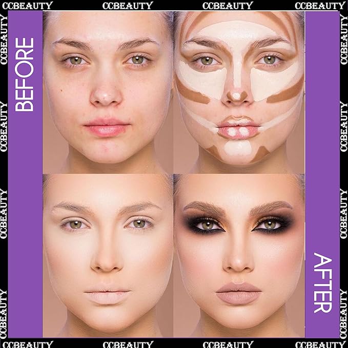 CCbeauty 2pcs 2-IN-1 Shimmer Contour Highlighter Stick with