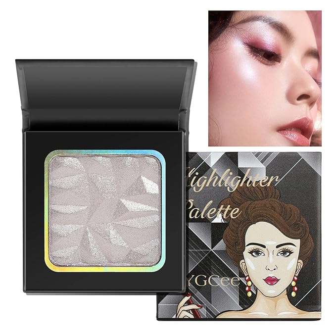 Highlighter Makeup Palette White Silver,Glitter Highlight Contouring Pallets,Highly Skin Tones