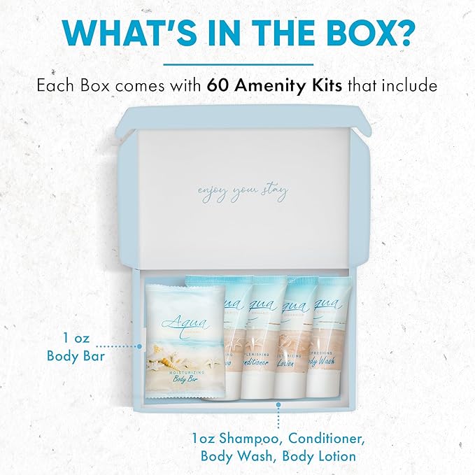 Aqua Organics Amenity Kit|Boxed Hotel Toiletries|Bulk oz