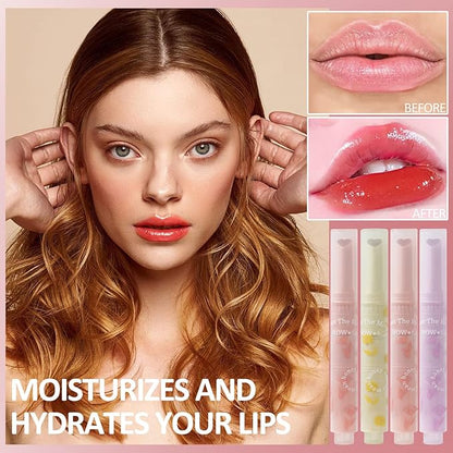Jelly Lipstick, Tinted Lip Gloss Heart Shape Lip Glaze, Moisturizing and Hydrating Glossy Lip Gloss Lip Balm, High-shine Finish Lip Makeup Lip Pen for Nourished, Fuller-looking Lips (#06)