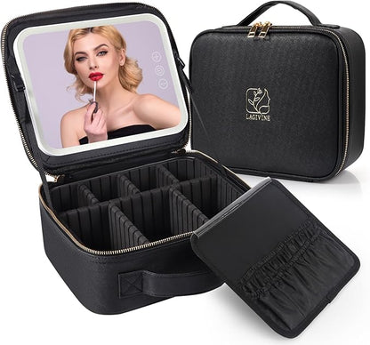 Travel makeup bag with led