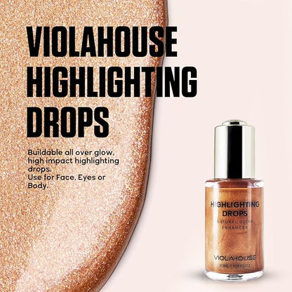 VIOLA HOUSE Liquid Highlighter Drops, Glitter Illuminator Blend (5 Candlelight) 30ml