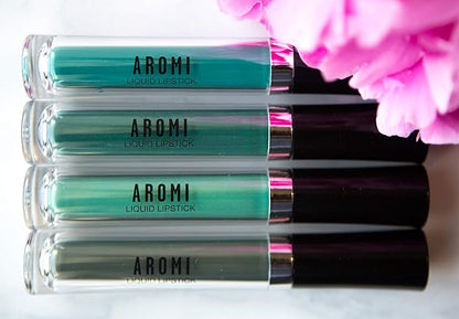 Aromi Jade Green Matte Liquid Lipstick | Green Lip Color, Vegan + Cruelty-free, Long-lasting and Smudge Proof Lipstick, Handmade (Jade Green)