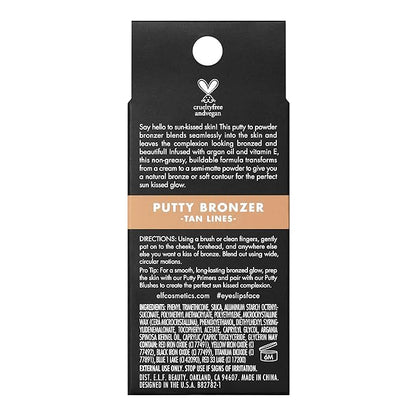 e.l.f. Putty Bronzer, Creamy & Highly Pigmented Formula, Tan Lines, 0.35 Oz