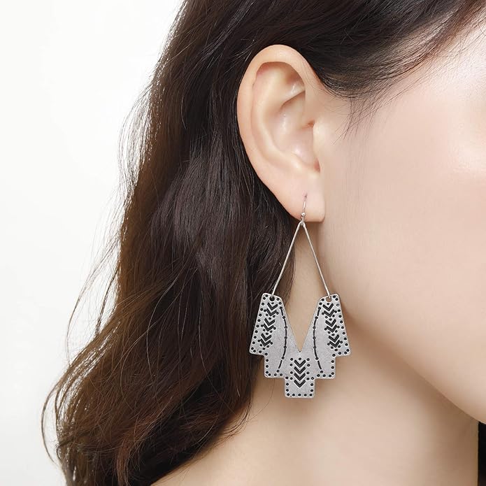 Zealmer Gold Geometric Earrings Statement Vintage