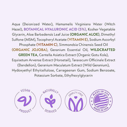 Eve Hansen Hydrating Hyaluronic Acid Serum for Face with Vitamin C, Vitamin E, Green Tea | 72% Organic Firming Facial Moisturizer, Anti-Wrinkle, Skin Plumper (1 oz)