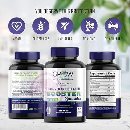 Superfruit Gummy Beauty Vitamins - Supports Skin, Hair, and Nail Health - Vegan Collagen Builder with Silica, Biotin, Super Berry Amla, Vitamin C, A, E, Orange Flavor, Non GMO, No Gluten - 60 Gummies