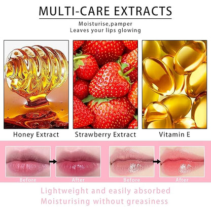 2PCS Lip Mask Overnight, Honey&Strawberry Moisturizing Exfoliator