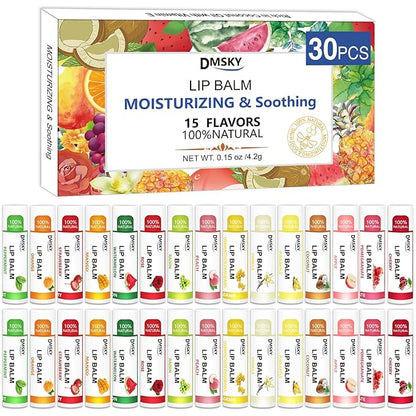 DMSKY 30 Pack Lip Balm, Natural