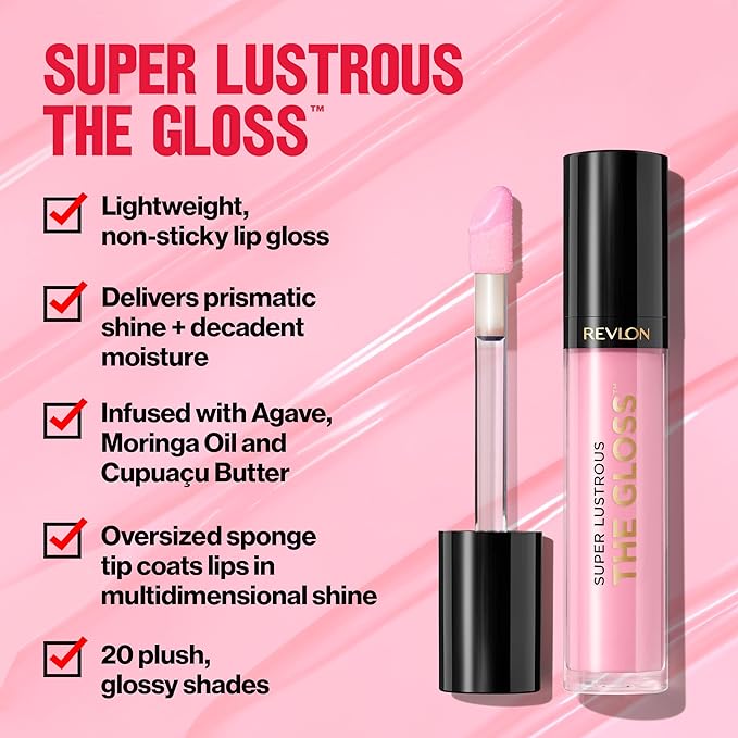 REVLON Lip Gloss, Super Lustrous The Gloss, Non-Sticky, Gloss,