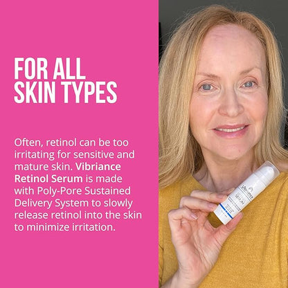 Vibriance Retinol Serum for Face - Reduces Appearance of Deep Wrinkles and Large Pores, Enhances Tone, Improves Complexion - Sensitive, Mature Skin Night Cream - 1 fl oz