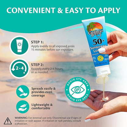 Reef Friendly Sunscreen SPF 50 Lotion, Mango Lime Scent Body Sunscreen Lotion, Rich in Anti Oxidants, Water Resistant Up to 80 Minutes, Broad Spectrum Body Lotion with Sunscreen, 4 oz (120 ml)