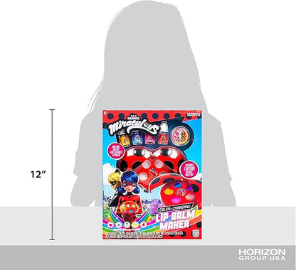 Miraculous Color-Changing Lip Balm Maker, Make Your Own Ladybug Lip Gloss Kit, Travel-Friendly Lip Balm Palette Great for Miraculous Parties & Group Activities, Perfect for Kids Ages 6, 7, 8, 9, 10