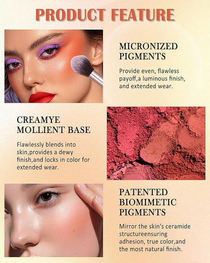 Matte Rose Face Blush Palette Kit with Brush-6