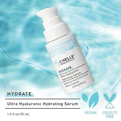 MyCHELLE Dermaceuticals Ultra Hyaluronic Hydrating Serum (1.0 Fl Oz) - Rich Hydration for Dry Skin with Vegan Hyaluronic Acid, Help Plump Skin and Help Reduce Appearance of Fine Lines and Wrinkles