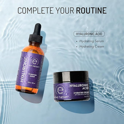 Eve Hansen Hyaluronic Acid Serum for Face | Hydrating Serum with Vitamin C & E | Anti-Aging Facial Moisturizer for Plumping & Wrinkle Care | Vegan & Cruelty-Free | 2 oz