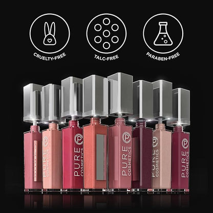 Pure Cosmetics Pure Illumination Lip Gloss - LED-lit Applicator w/Side Mirror - Non-Sticky, Moisturizing & Hydrating Lip Glosses - Soothes & Heals Dried Chapped Lips (Shimmer)