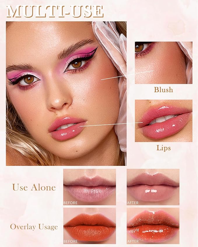 Hydrating Lip Glow Oil-3Pcs Tinted Plumping Lip Oil Lip Plumper, Moisturizing Smooth Lipgloss for Lip Care, Glossy Finish Clear Tint Shiny and Vegan Juicy Lip Gloss,Nourishing Non-Sticky Formula-Set C