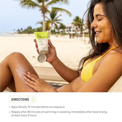 Raw Elements Face and Body Mineral Sunscreen SPF 30 Tube, Organic Sunblock Daily Protection, Non Toxic Reef Safe, Water Resistant, Cruelty Free, 3 oz (Pack of 1)