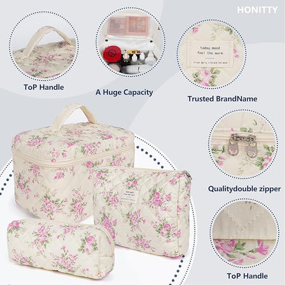 Makeup bag, quilted makeup bag,large
