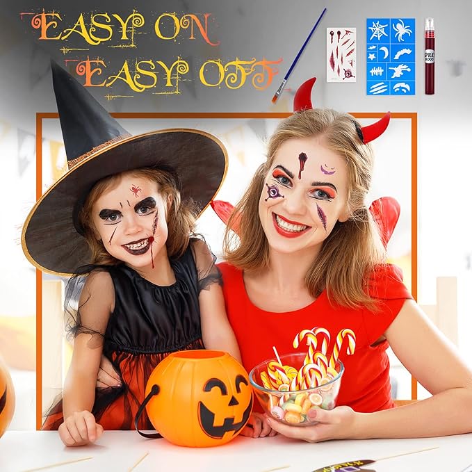 Halloween Makeup Kit, White Black Skeleton Face Paint,