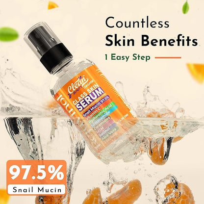 Snail Mucin Serum Vitamin C Face Serum Anti Aging with Hyaluronic Acid Niacinamide Retinol MSM Aloe Vera & Ceramides, Korean Skin Care Dark Spot Remover for Glowing Skin Beauty, Pack of 1