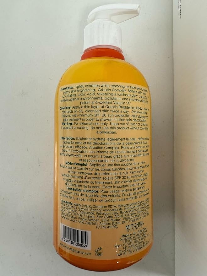 Skin Brightening Body Lotion – 17.6 fl oz / 500ml – Helps to Remove Dark Spots, with Shea Butter, Arbutin Complex and Vitamin A