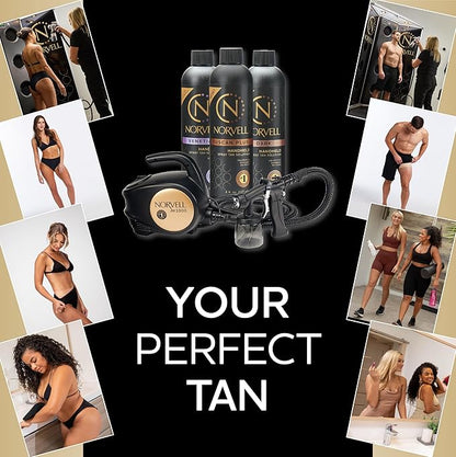 Norvell Sunless Kit - M1000 Mobile HVLP Spray Tan Airbrush Machine + 8 oz Tanning Solutions in 'Tuscan Plus', Venetian and Dark + Norvell Training Program