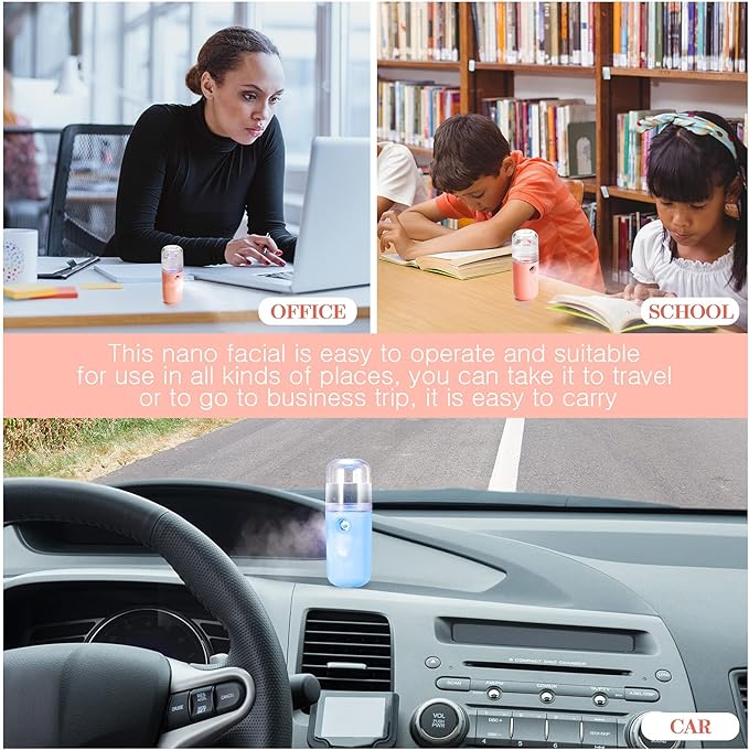 Honoson 2 Pieces Nano Facial Mister 30 ml Mini Face Humidifier Portable Facial Sprayer USB Rechargeable Handy Skin Care Machine for Face Hydrating, Daily Makeup (Coral Orange and White)