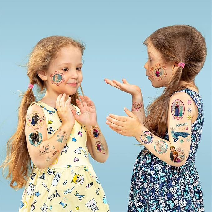 40pcs Temporary Tattoos for Kids,Frozen Party Favors Fake Gifts (Blue-A)